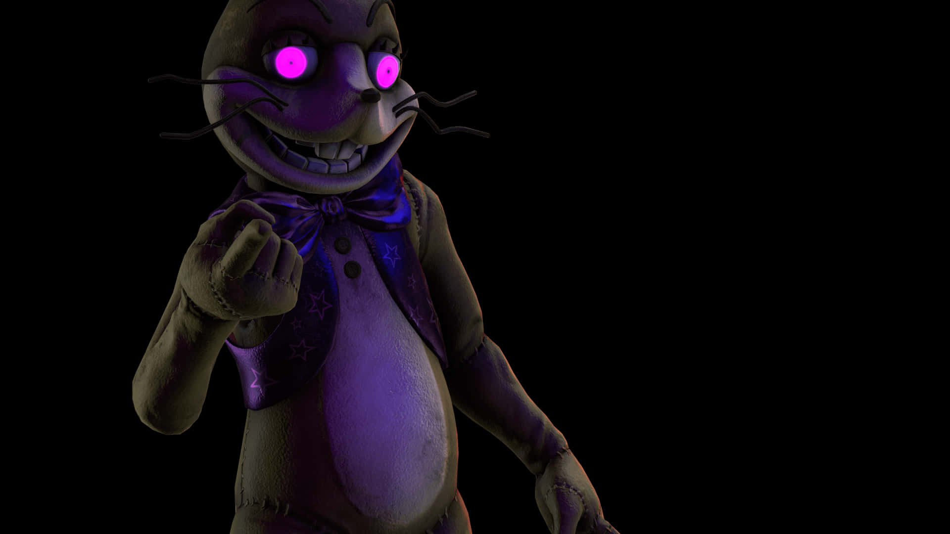 Glitchtrap, purple rabbit animatronic, glowing pink eyes, Full HD Desktop Wallpaper