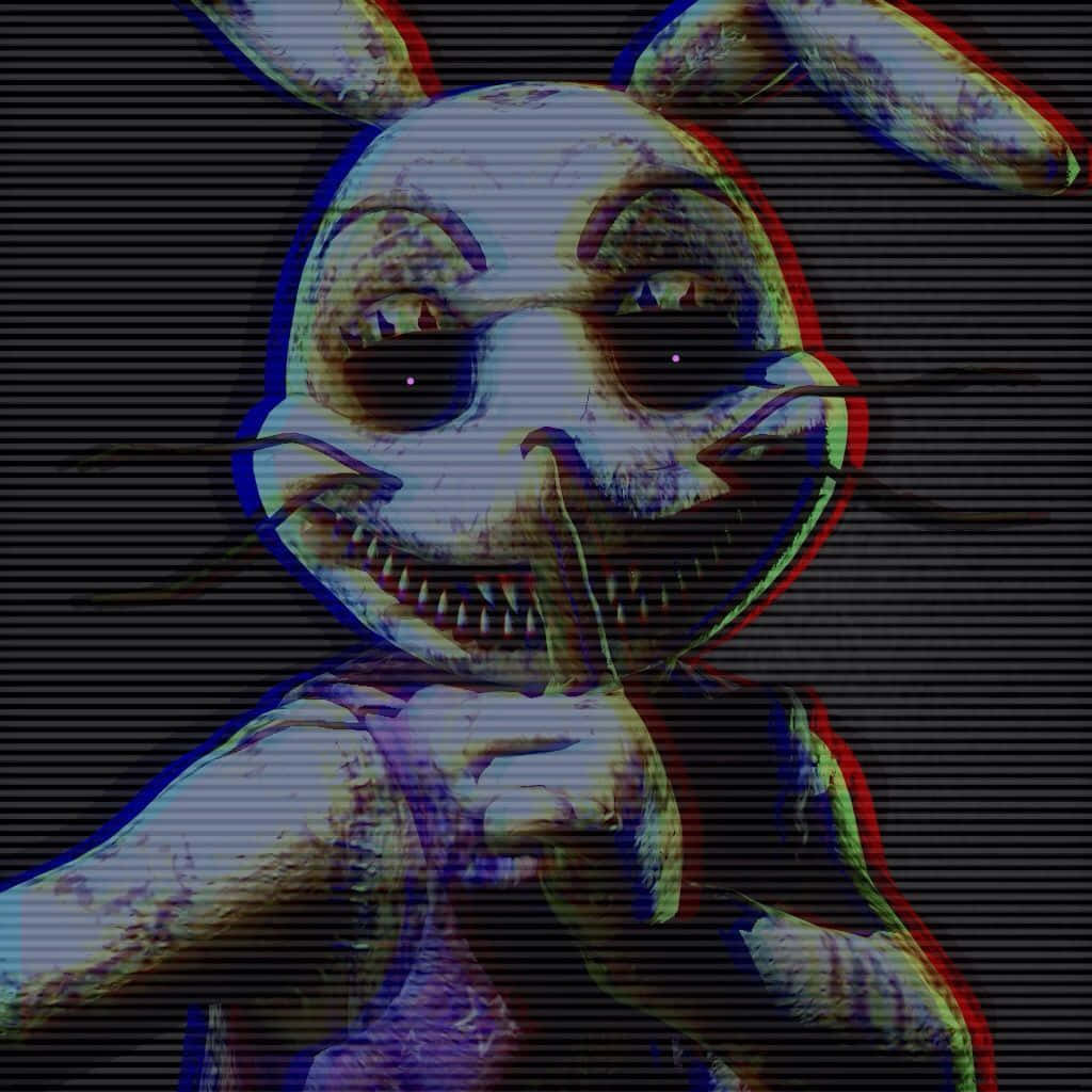 Glitchtrap, glitched horror animatronic rabbit, sharp teeth, SD Desktop Wallpaper