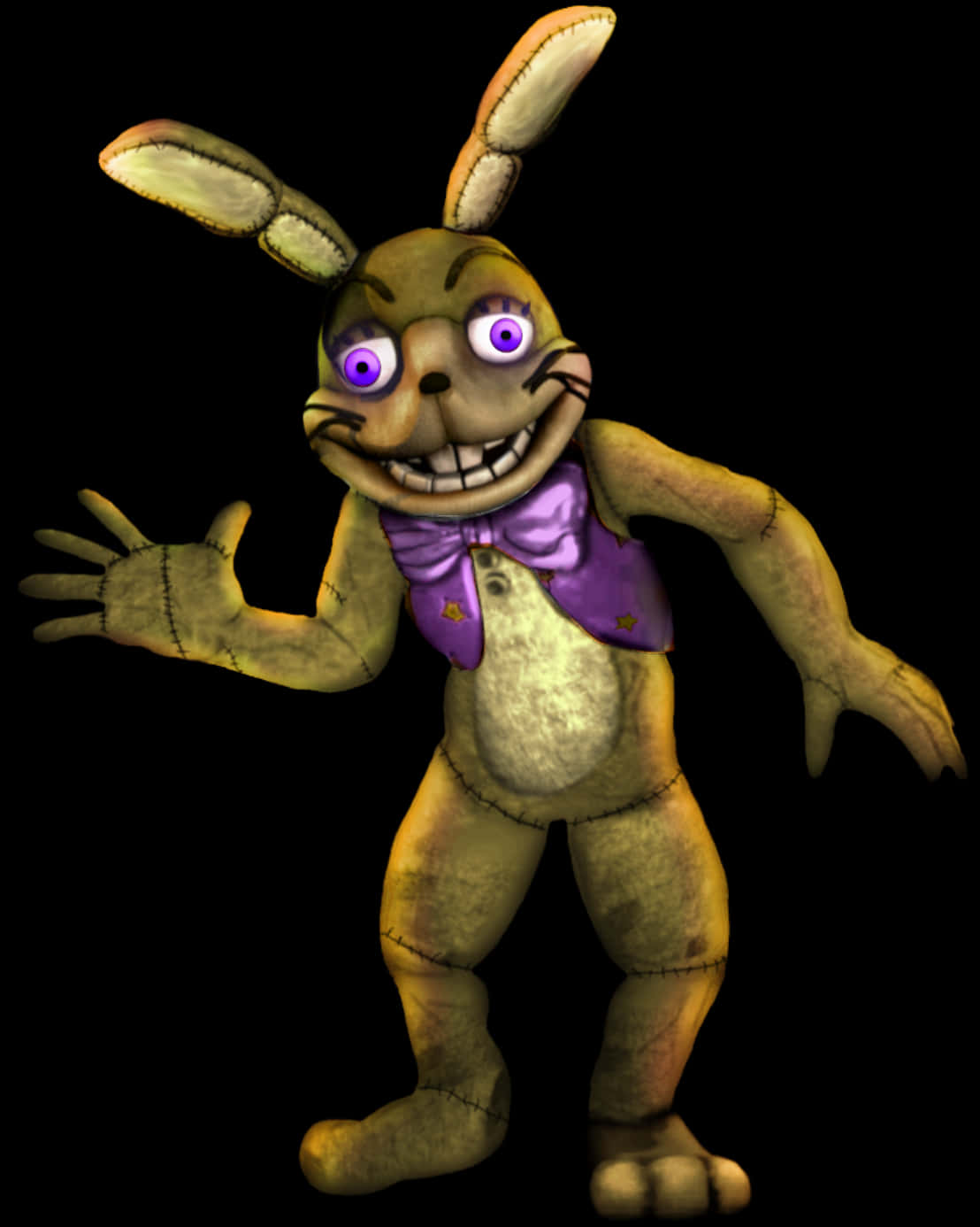 Glitchtrap, yellow bunny animatronic, purple eyes, HD Phone Wallpaper