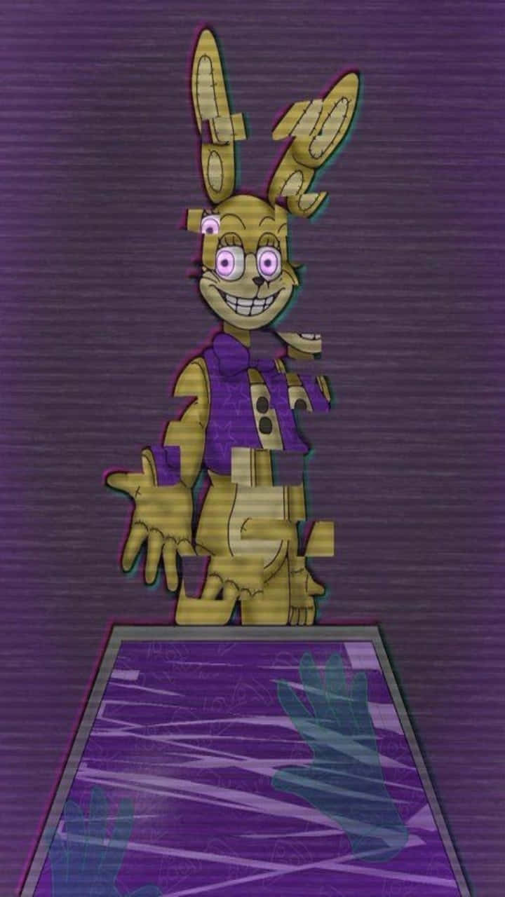 Glitchtrap, yellow bunny animatronic, glowing eyes, HD Phone Wallpaper