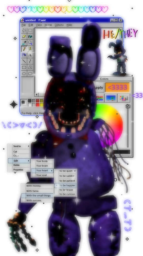 Glitchtrap, purple bunny, glowing eyes, SD Phone Wallpaper