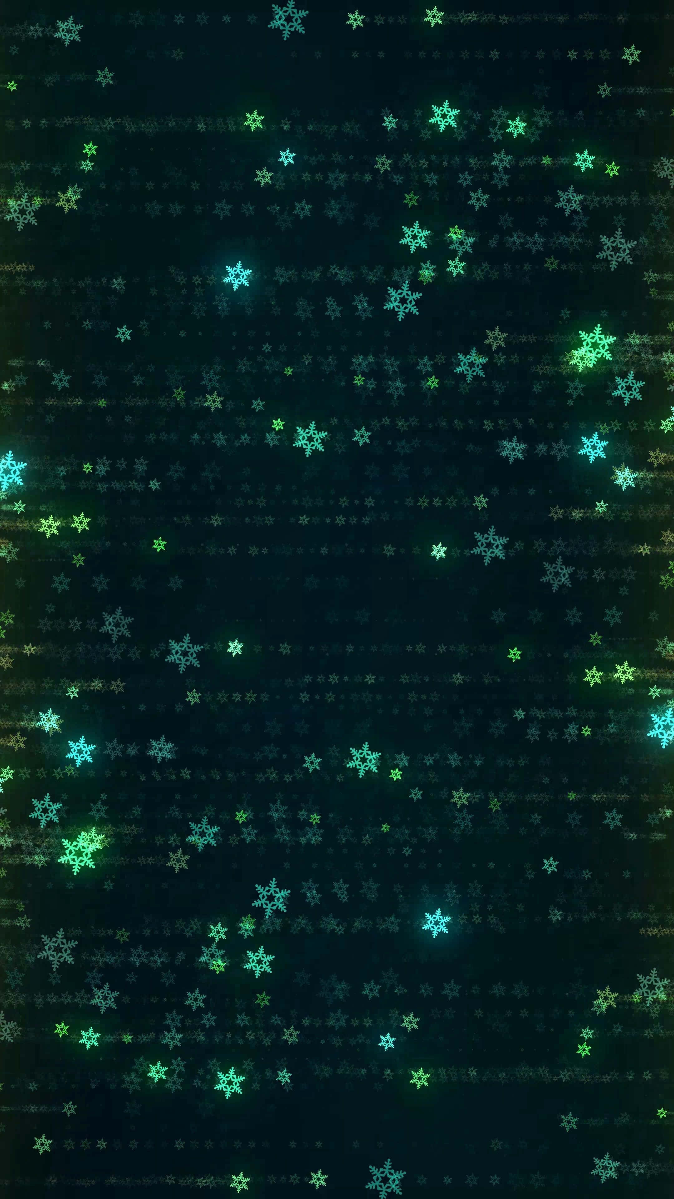glitter aesthetic, growing green, cyan snowflakes, 4K Phone Wallpaper