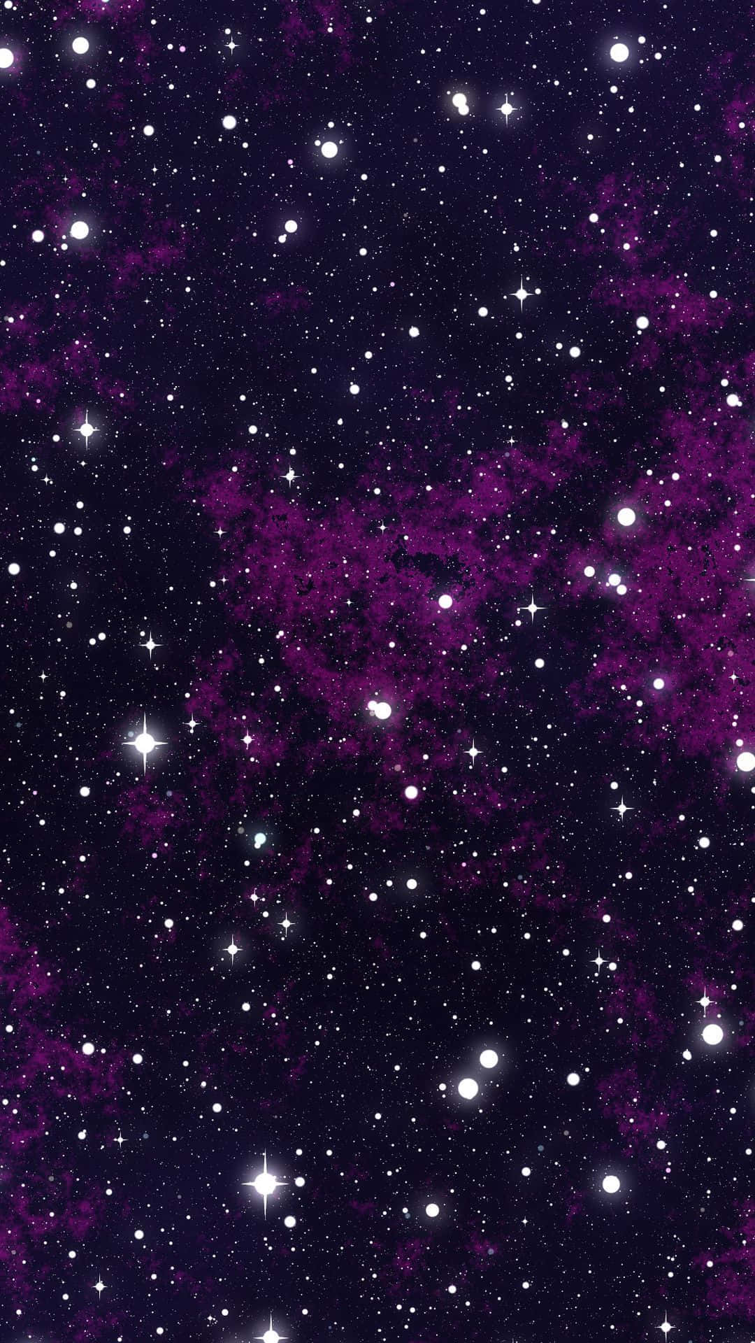 glitter galaxy, vibrant purple nebula, sparkling white stars, Full HD Phone Wallpaper