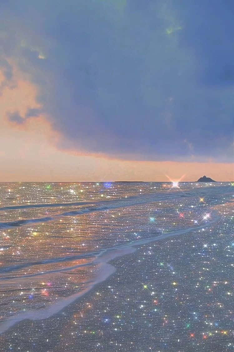 Glitter Aesthetic Tumblr, sunset, sparkling water, SD Phone Wallpaper