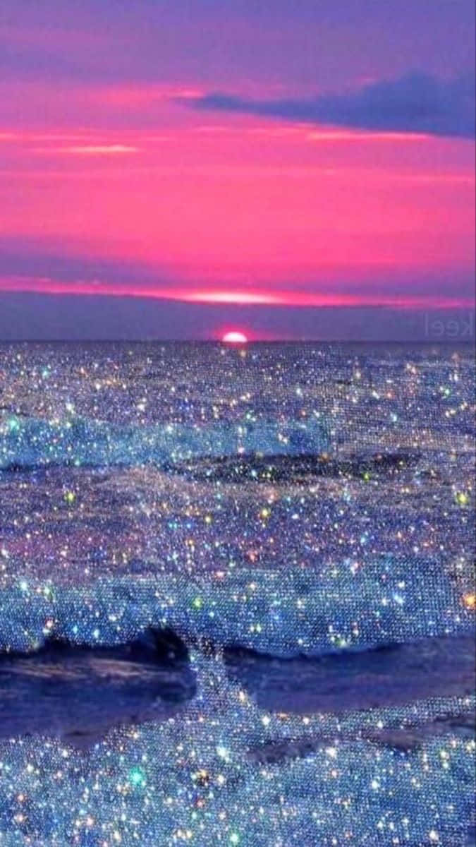 glitter aesthetic tumblr, sunset, ocean, SD Phone Wallpaper