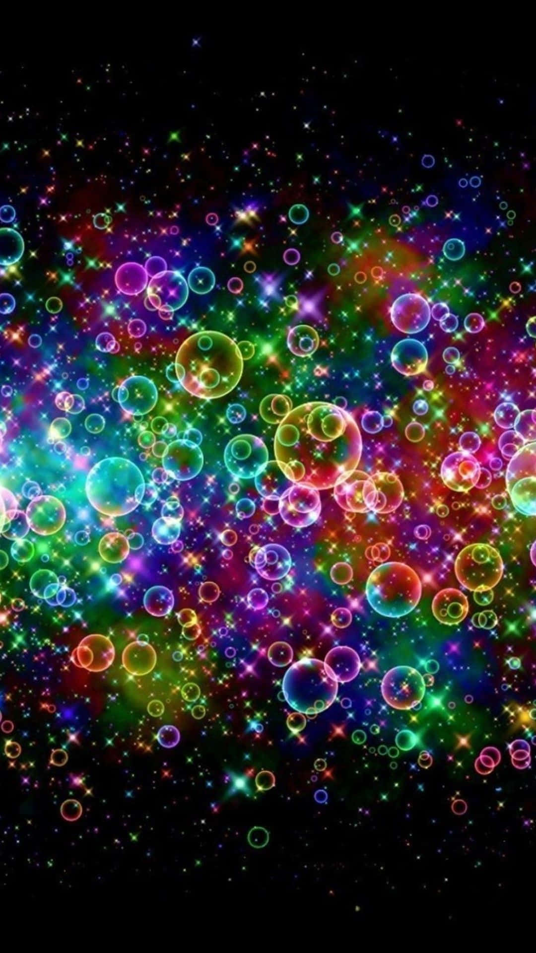 Glitter Galaxy, rainbow bubbles, sparkling stars, Full HD Phone Wallpaper