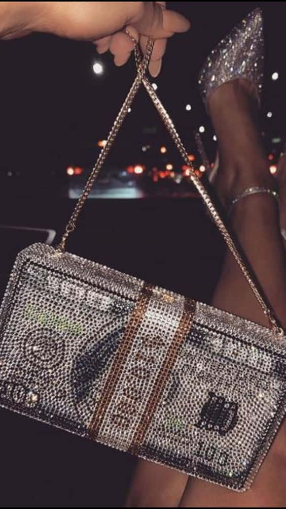 Girly Money Sparkly Dollar Clutch, rhinestone, hundred-dollar bill, SD Phone Wallpaper
