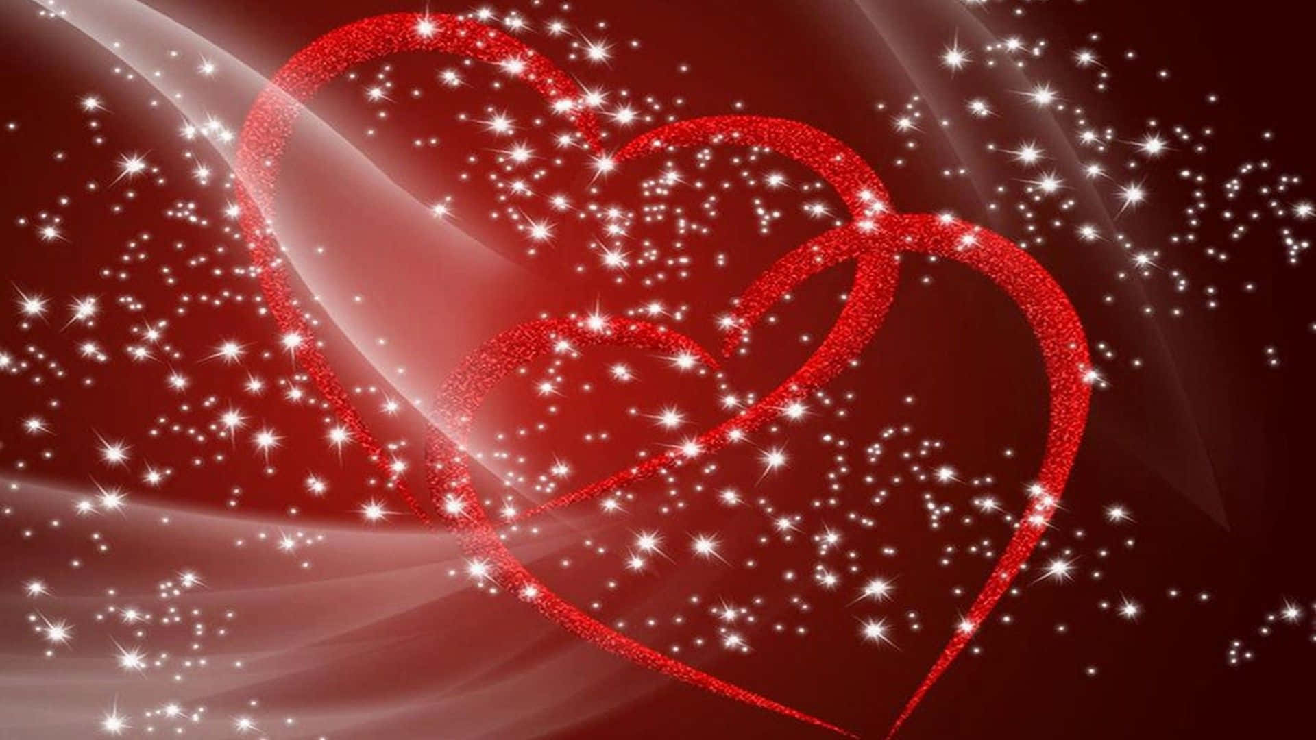 red glitter, Valentine's Day hearts, deep red background, Full HD Desktop Wallpaper