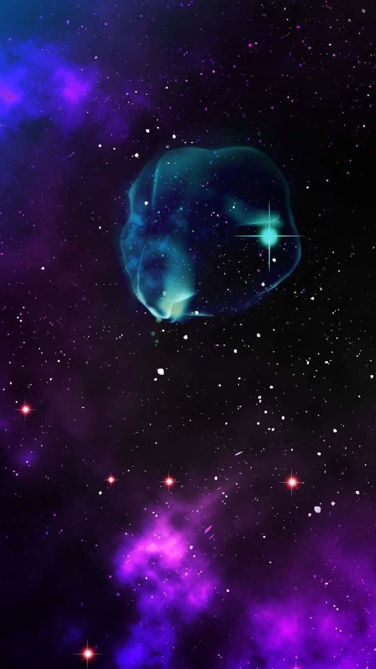 glitter galaxy, teal nebula, purple cosmic clouds, HD Phone Wallpaper
