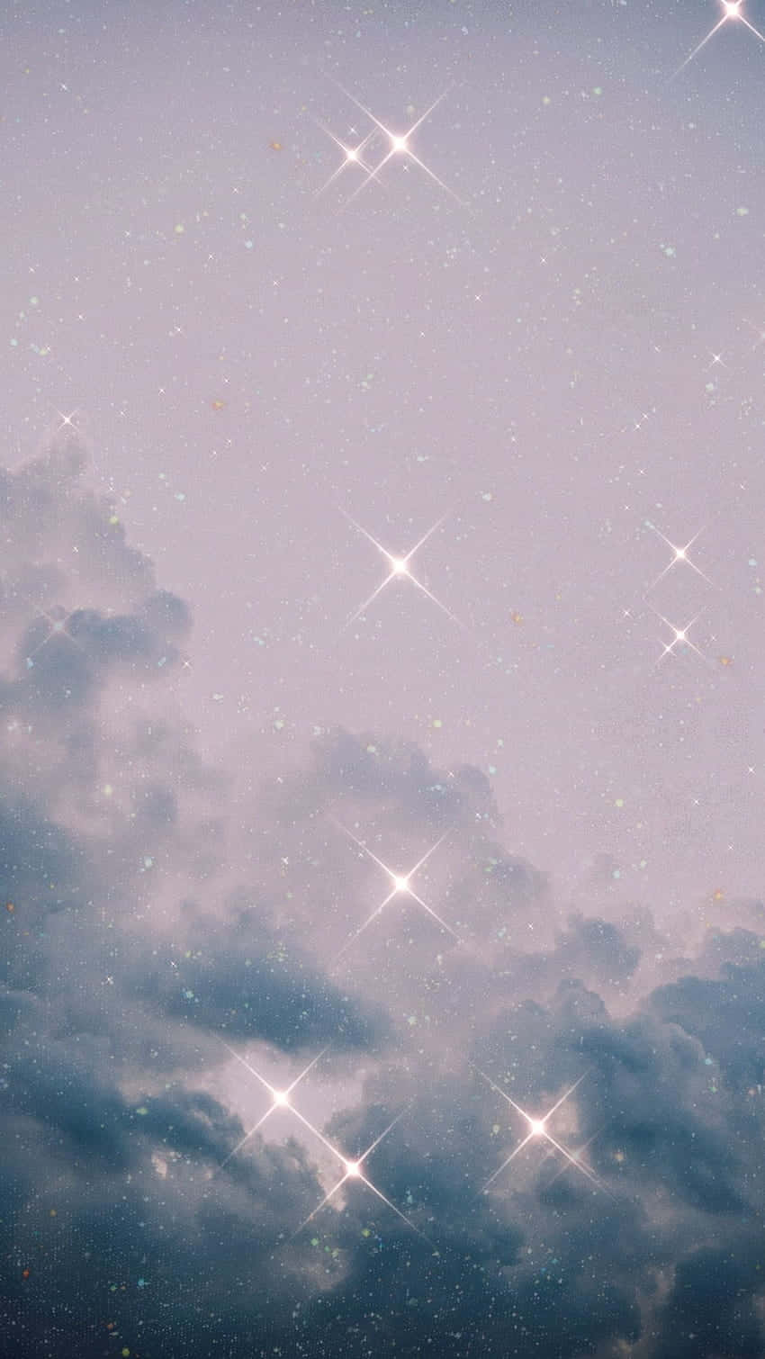 twilight sky, lavender clouds, sparkling stars, HD Phone Wallpaper