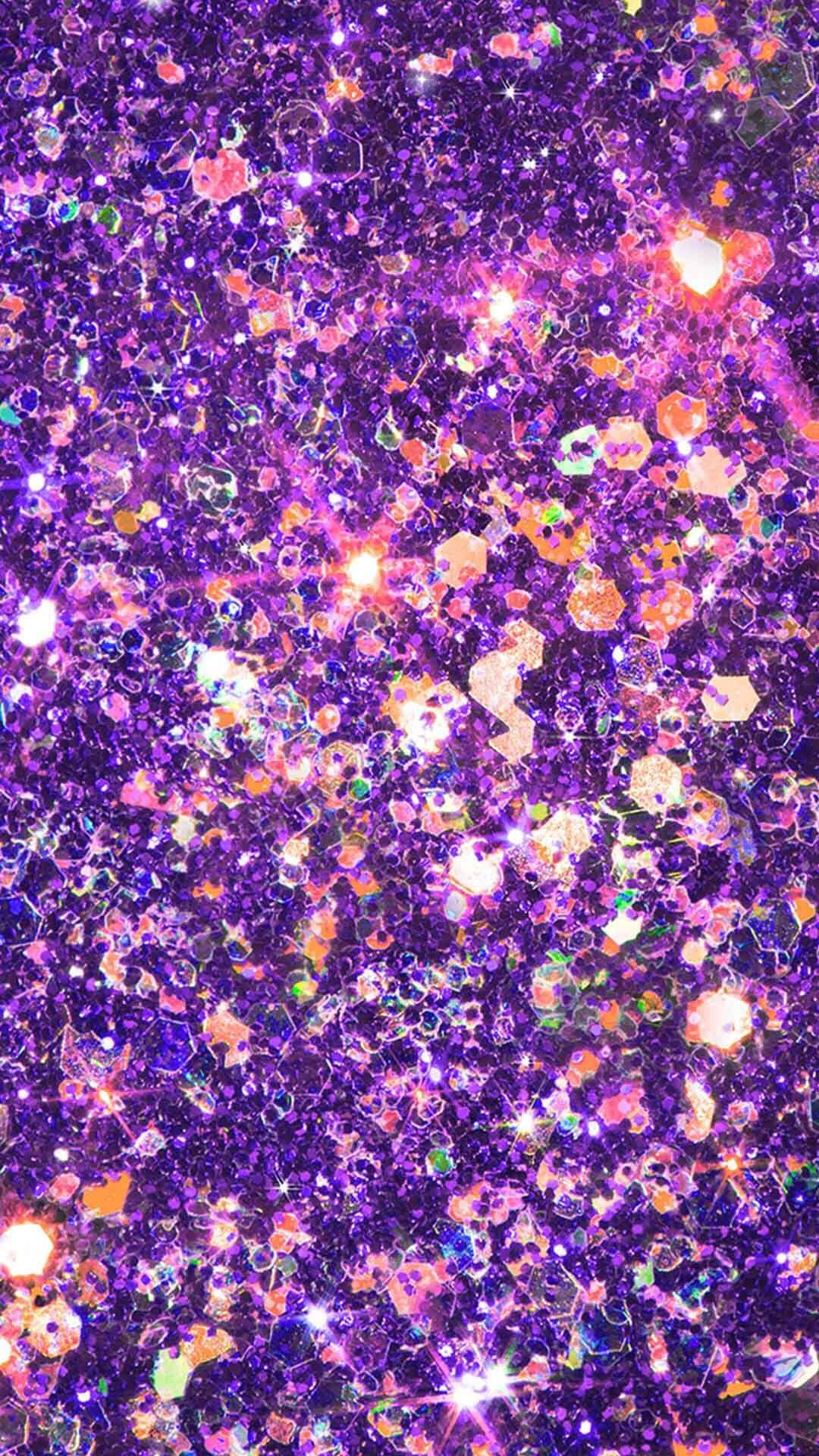 purple glitter, sparkling orange highlights, sparkling pink highlights, Full HD Phone Wallpaper