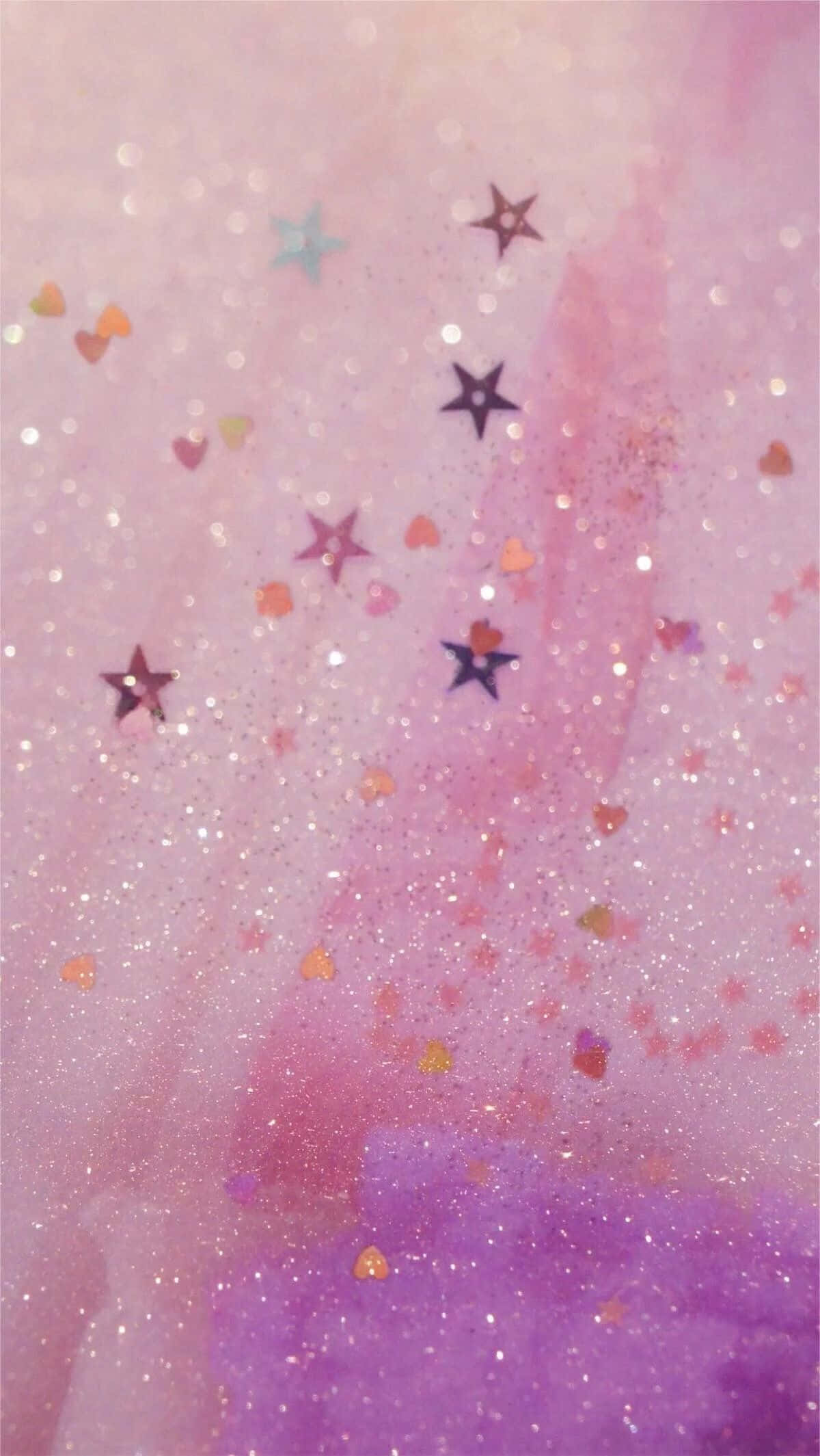 pastel glitter, pink and purple watercolor gradient, glitter stars, Full HD Phone Wallpaper