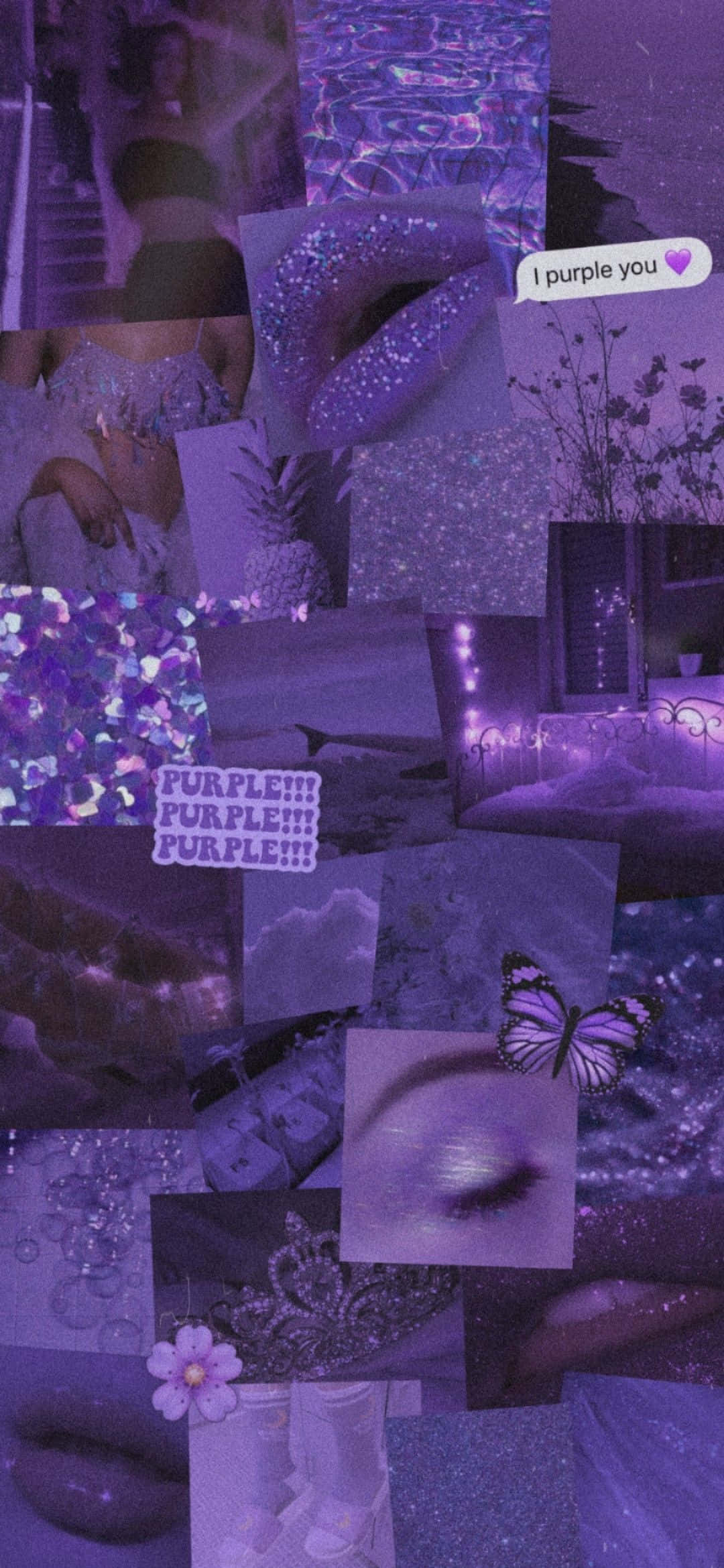 purple glitter collage aesthetic, glitter lips, butterfly, Full HD Phone Wallpaper