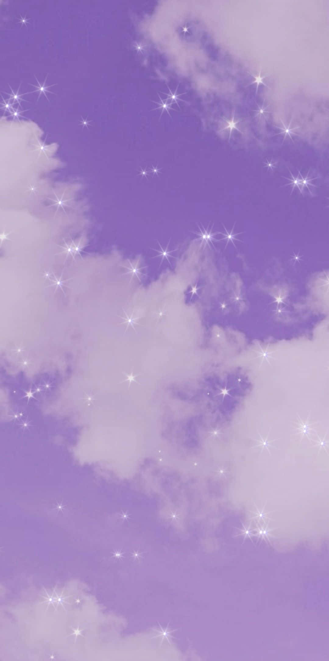 purple glitter sky aesthetic, lavender sky, soft white clouds, Full HD Phone Wallpaper