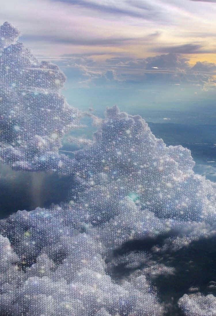 glittering cloudscape, aerial view, fluffy clouds, SD Phone Wallpaper