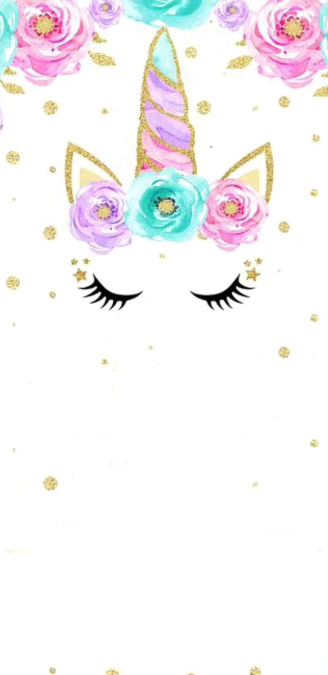 whimsical unicorn, floral crown, pink purple and teal blooms, Full HD Phone Wallpaper
