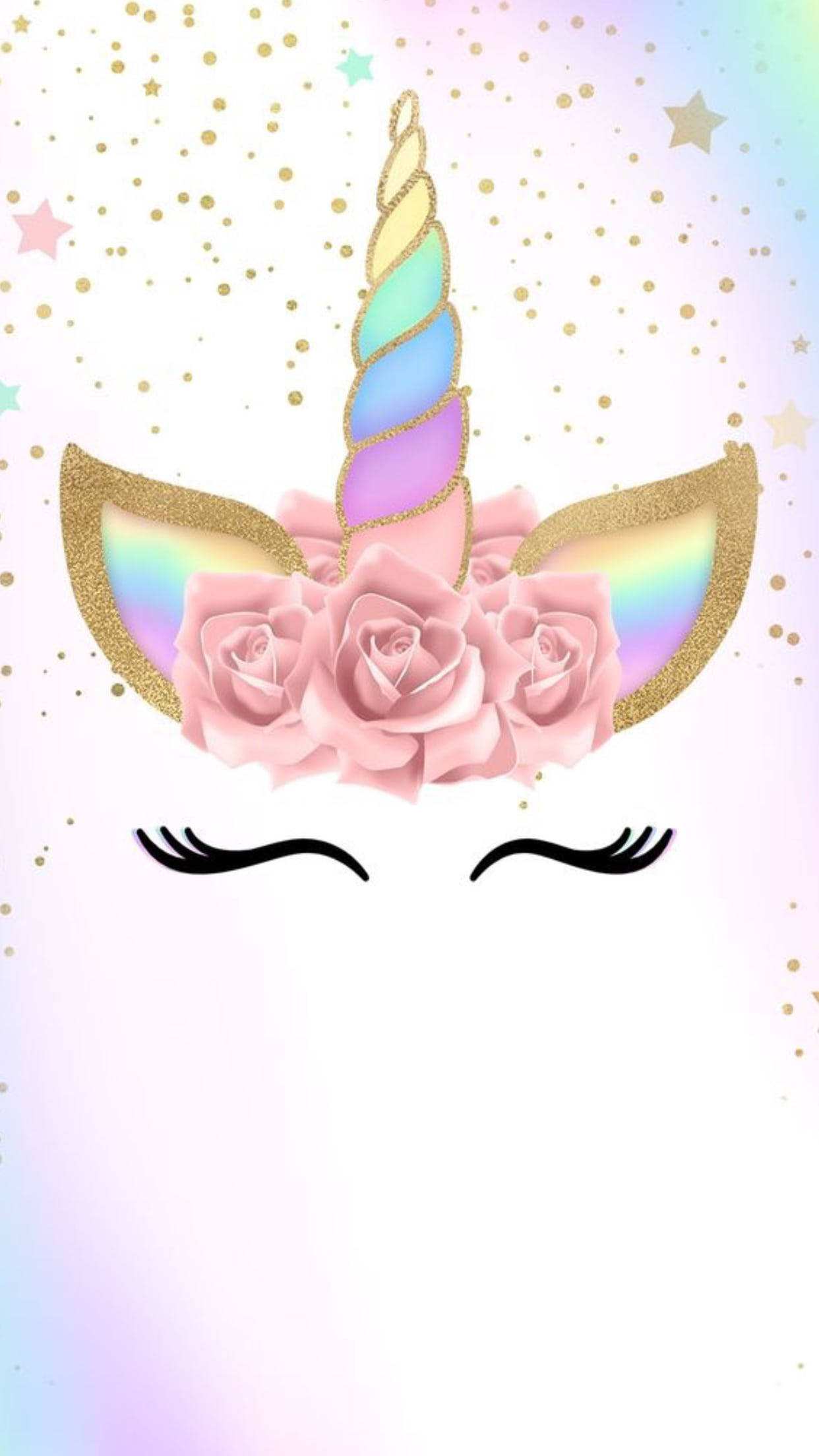 unicorn, rainbow horn, pink roses, Full HD Phone Wallpaper