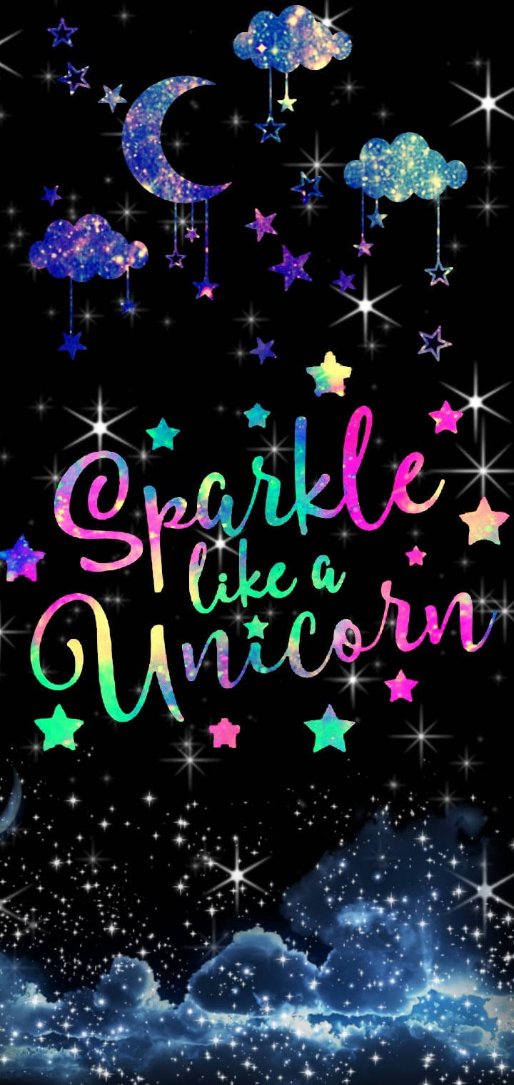 Glitter And Unicorns, cosmic night sky, rainbow stars, HD Phone Wallpaper