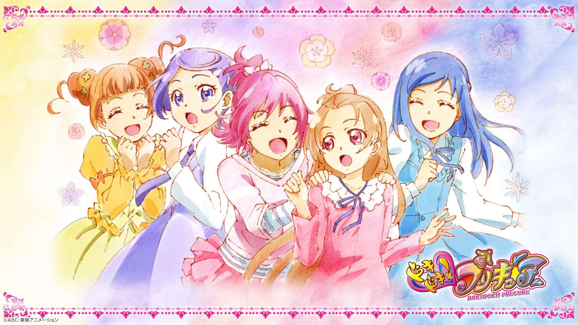 Glitter Force, anime girls, colorful dresses, Full HD Desktop Wallpaper