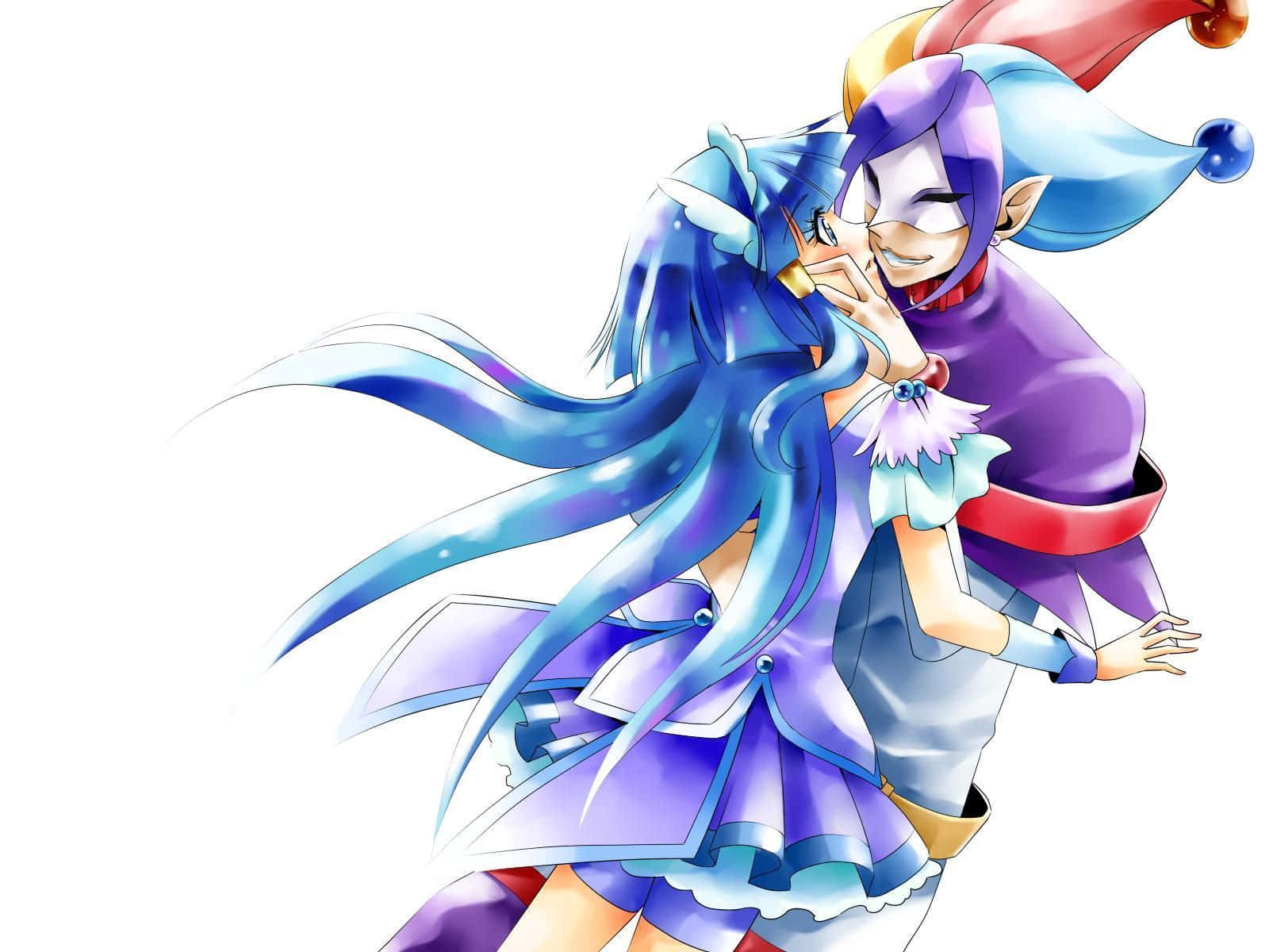 Glitter Force, purple jester outfit, blue dress, HD Desktop Wallpaper