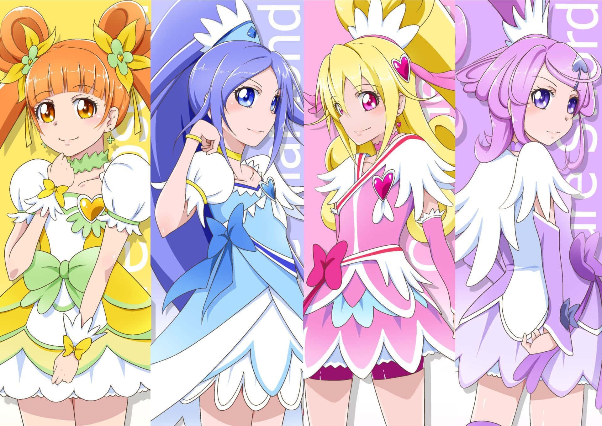 Glitter Force, magical girl outfits, wings, Full HD Desktop Wallpaper