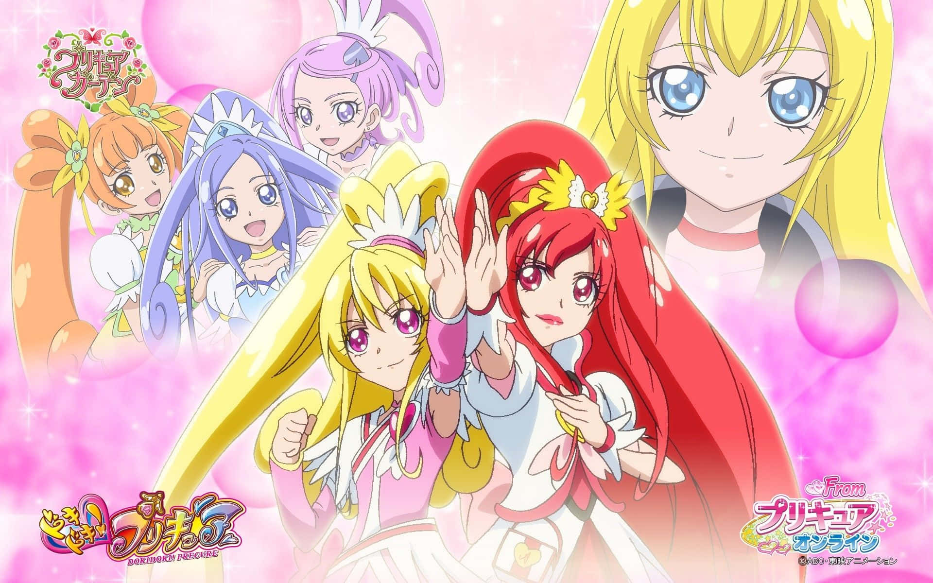 Glitter Force, anime girls, magical costumes, Full HD Desktop Wallpaper