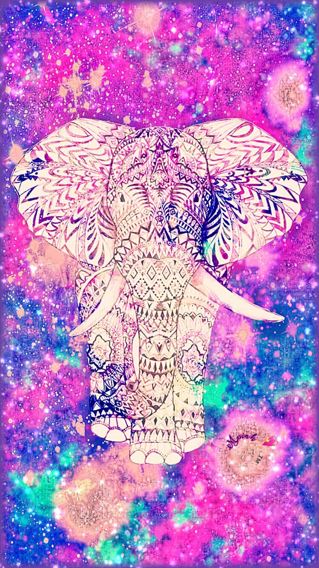 Glitter Galaxy, elephant head, cosmic nebula, Full HD Phone Wallpaper