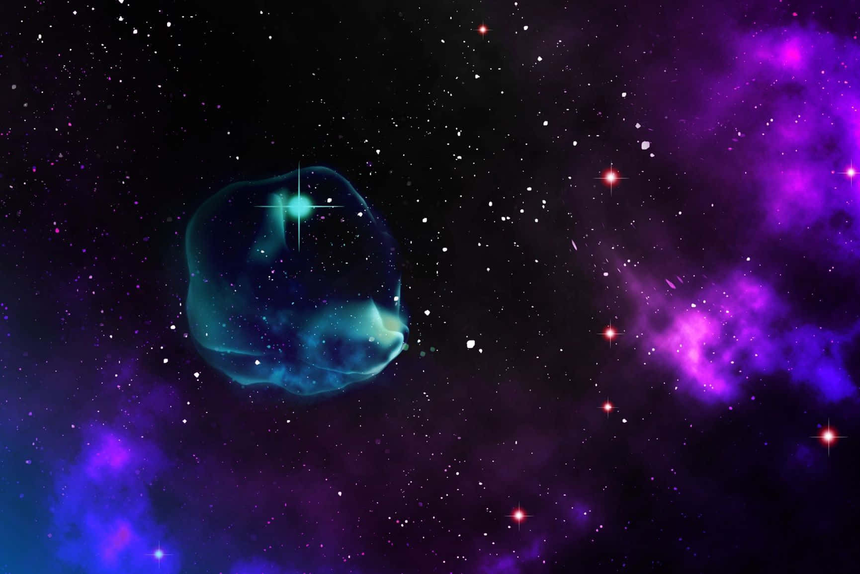 Glitter Galaxy, teal nebula, vibrant purple cosmic clouds, HD Desktop Wallpaper