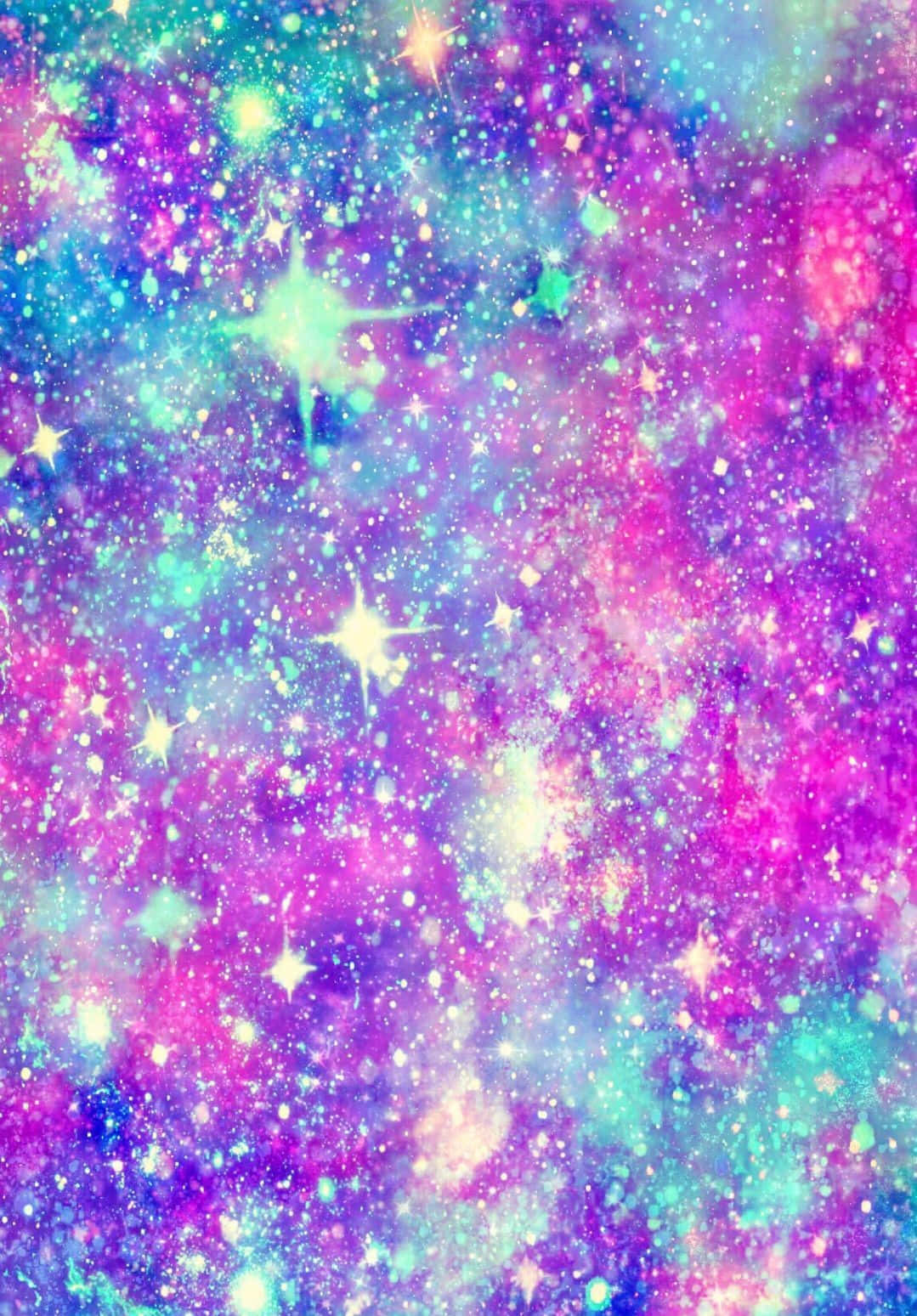 Glitter Galaxy, electric pink, teal, HD Phone Wallpaper