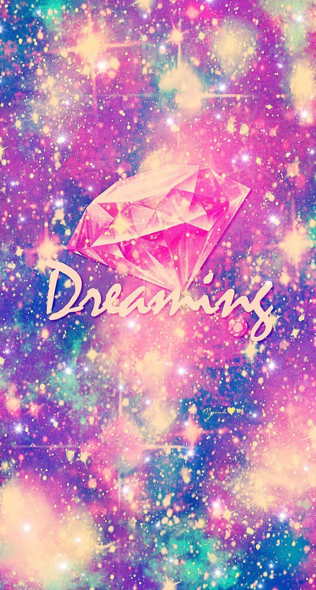 Glitter Galaxy, pink diamond, cosmic nebula, Full HD Phone Wallpaper