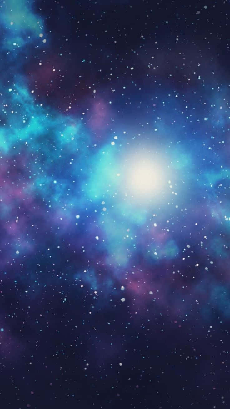 Glitter Galaxy, cosmic nebula, blue purple and teal clouds, HD Phone Wallpaper