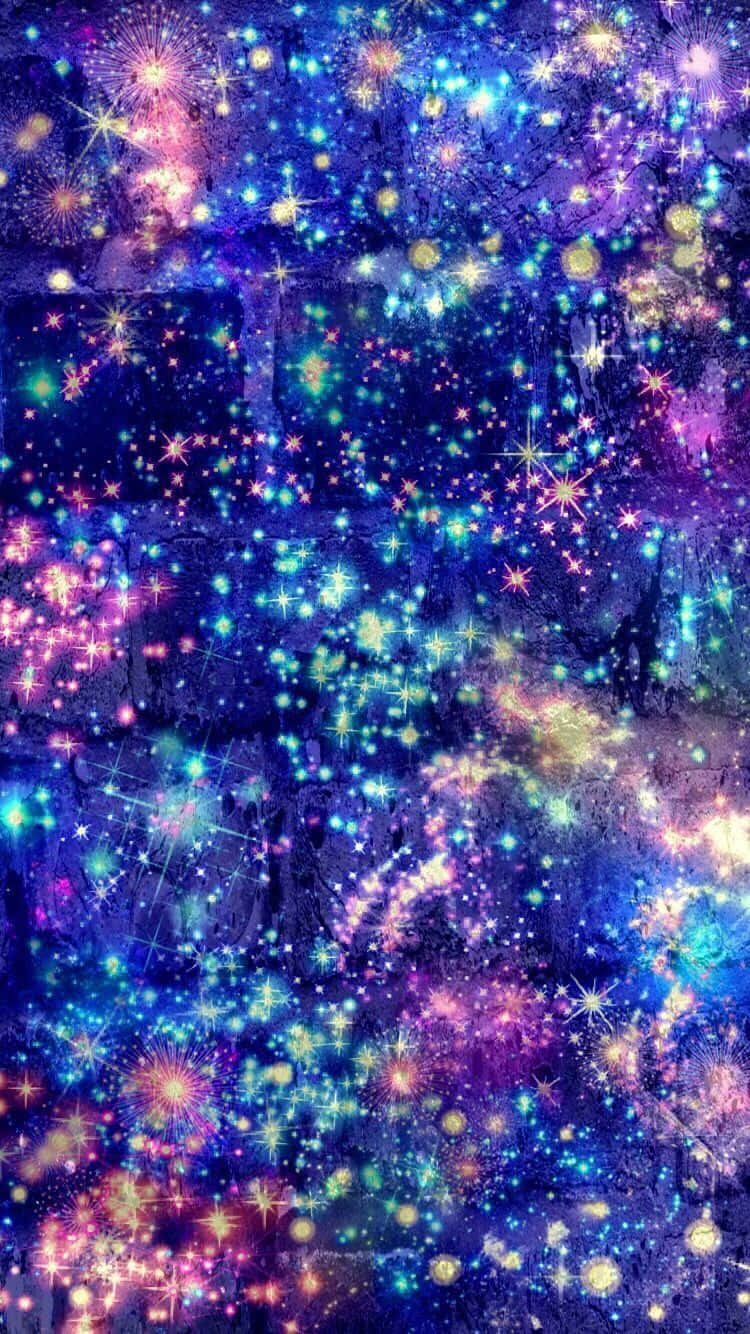 Glitter Galaxy, multicolored stars, glowing particles, HD Phone Wallpaper