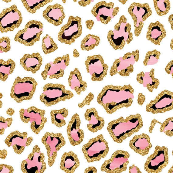 Glitter Leopard, leopard print, pink watercolor spots, SD Desktop Wallpaper