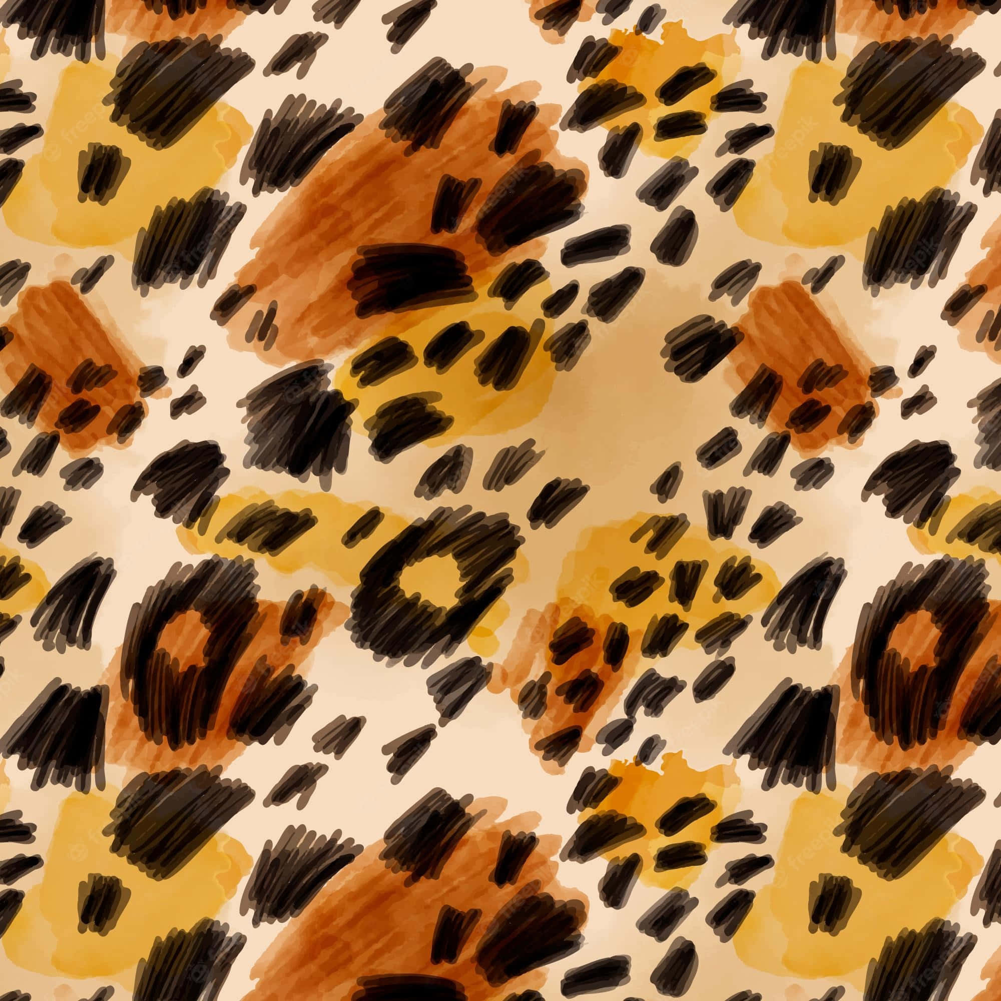 Glitter Leopard, watercolor-style leopard print, bold black spots, Full HD Desktop Wallpaper