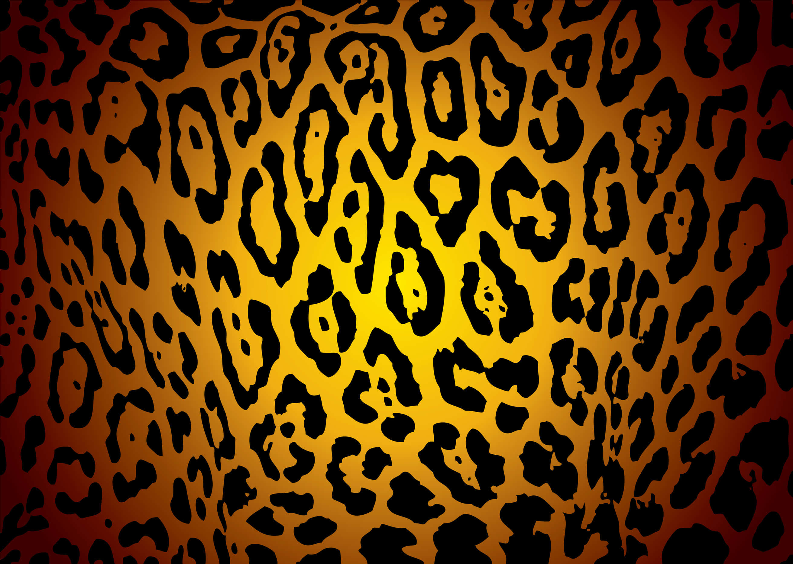 Glitter Leopard, vibrant gradient leopard print, bright yellow center, 2K Desktop Wallpaper