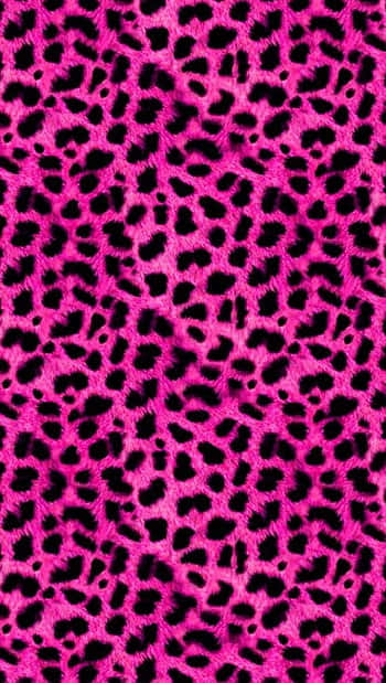 Glitter Leopard, vibrant pink leopard print, bold black spots, SD Phone Wallpaper