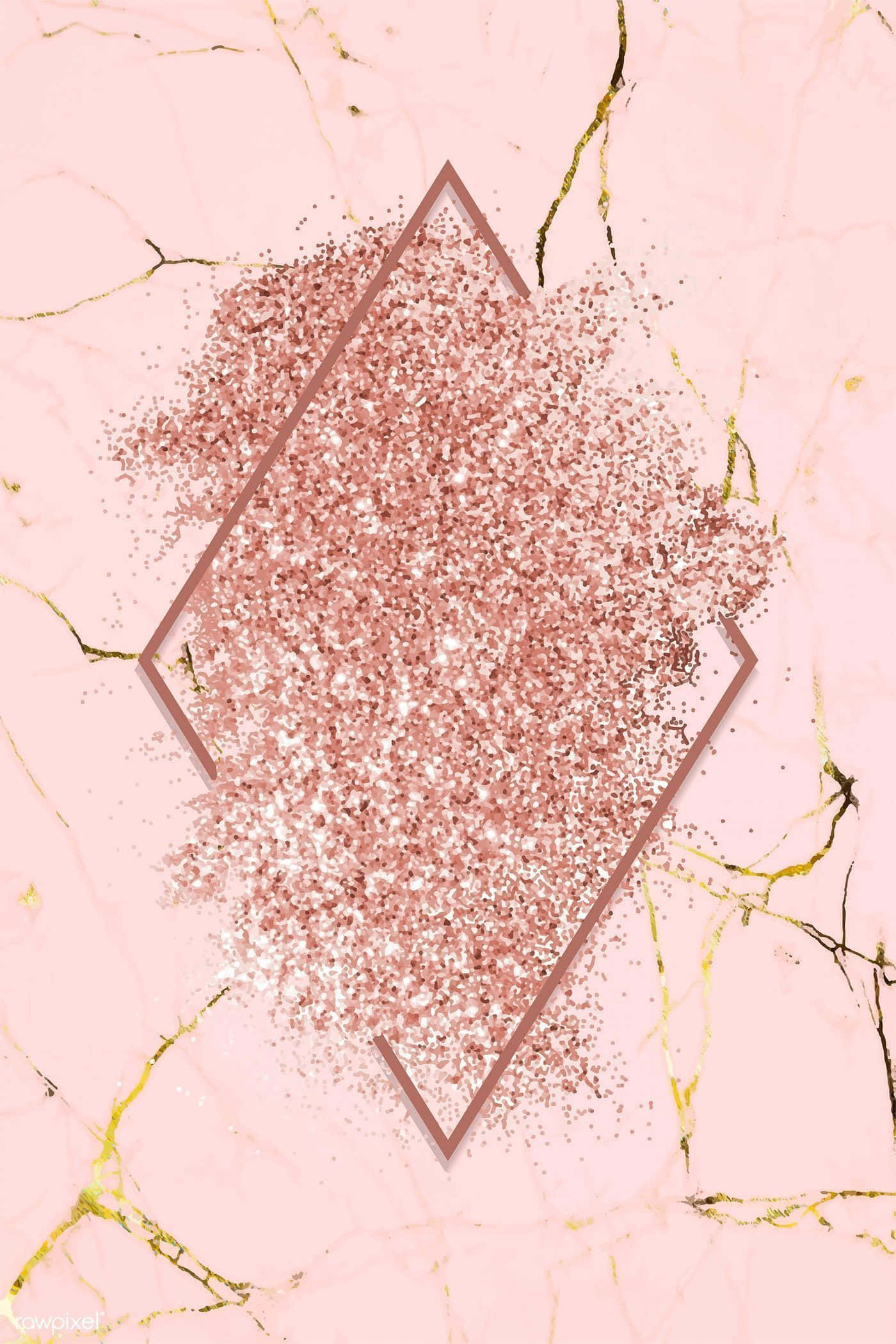 pink marble background, gold frame, rose gold glitter, Full HD Phone Wallpaper