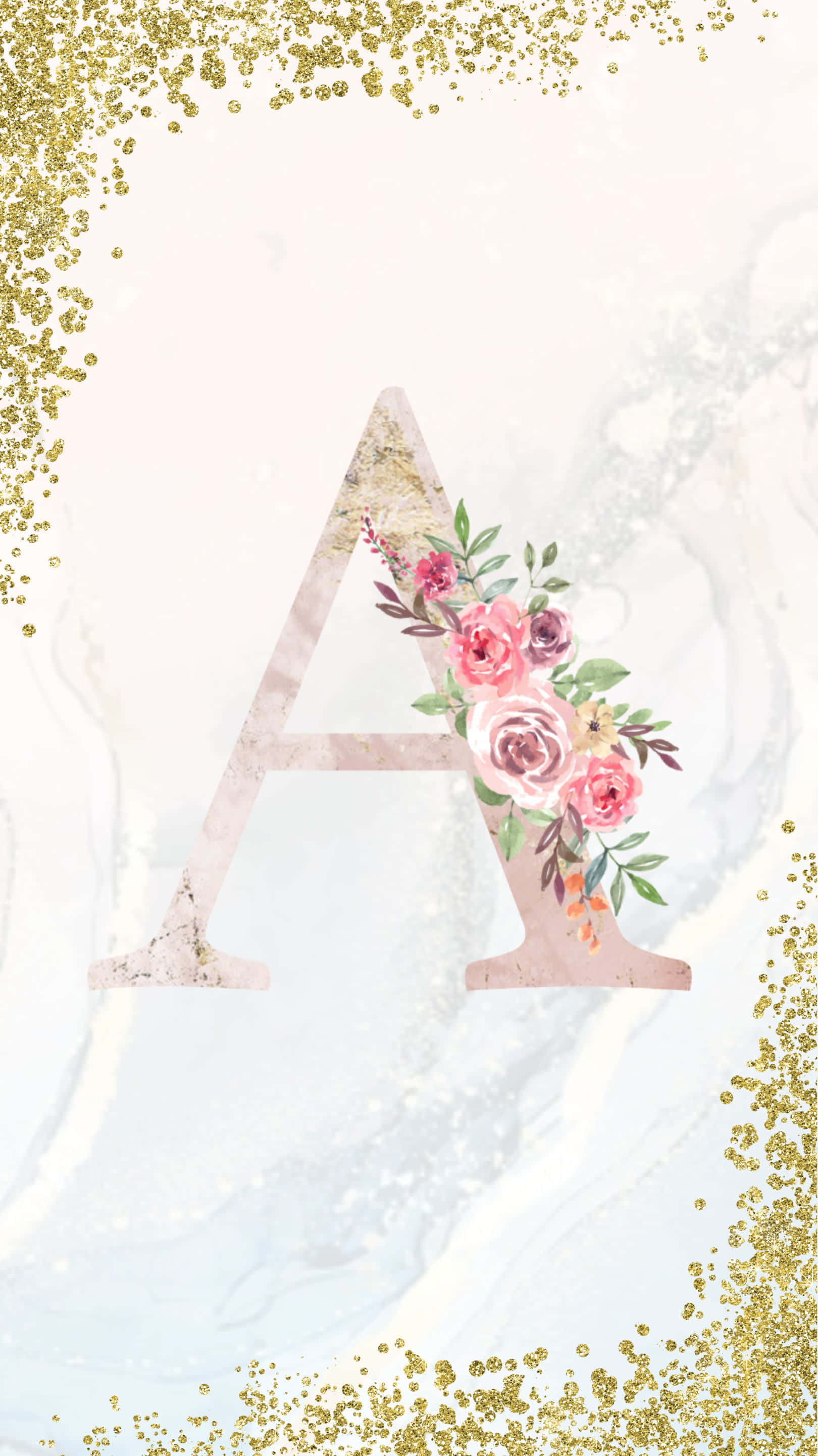 Glitter Marble, pink roses, greenery, 2K Phone Wallpaper