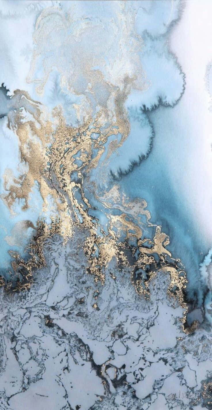 Glitter Marble, blue, gold, HD Phone Wallpaper
