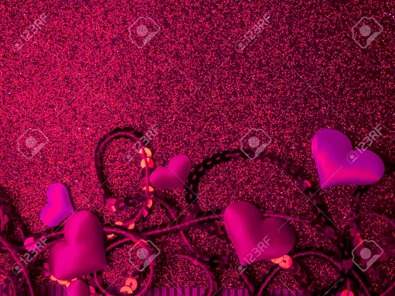 glitter pink hearts, sparkling magenta glitter background, pink hearts, HD Desktop Wallpaper