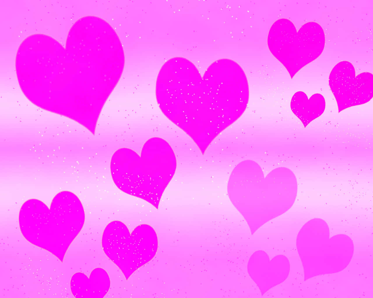 glitter pink hearts, vibrant pink hearts, sparkling gradient sky, HD Desktop Wallpaper