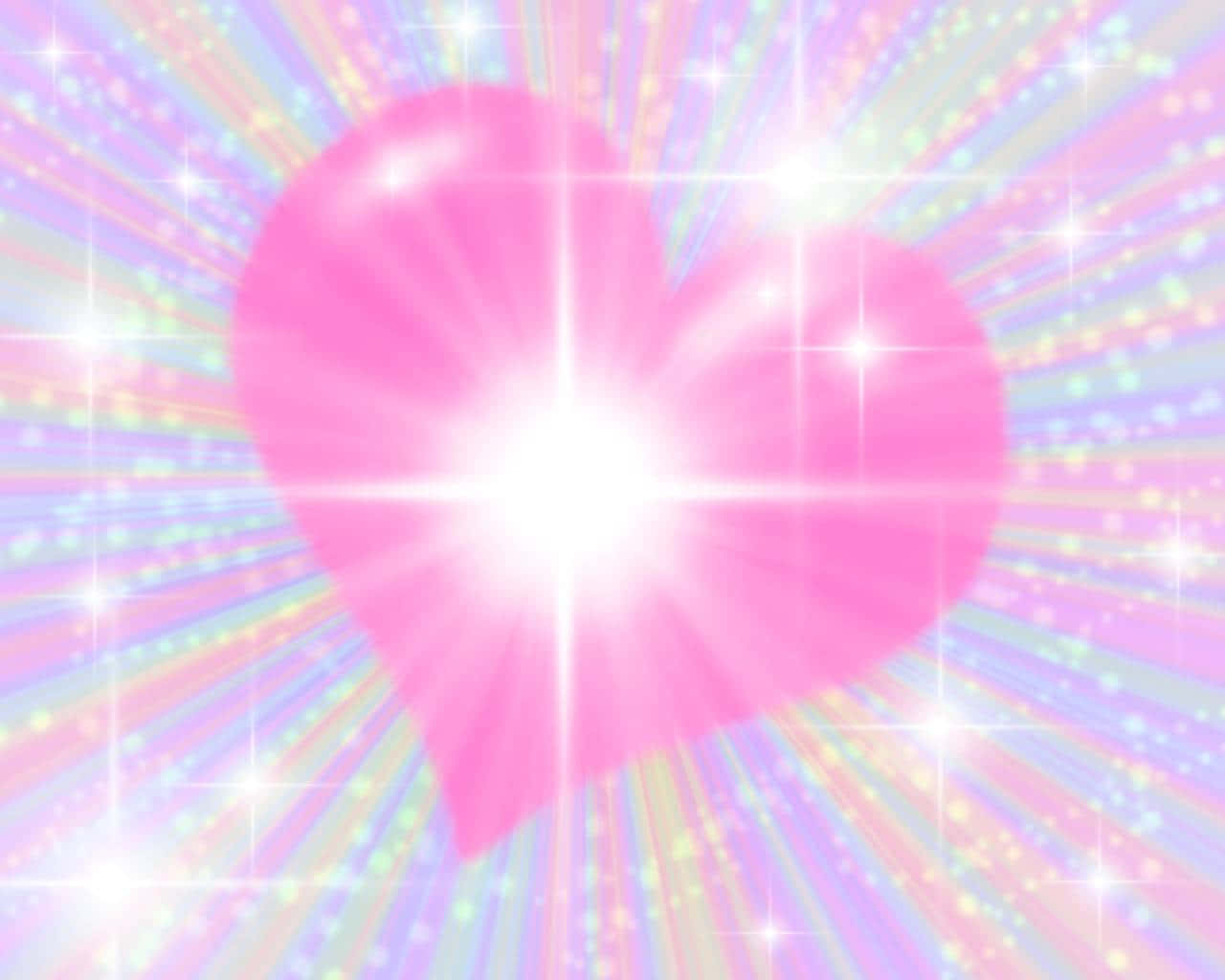 glitter pink hearts, pink heart, stars, HD Desktop Wallpaper