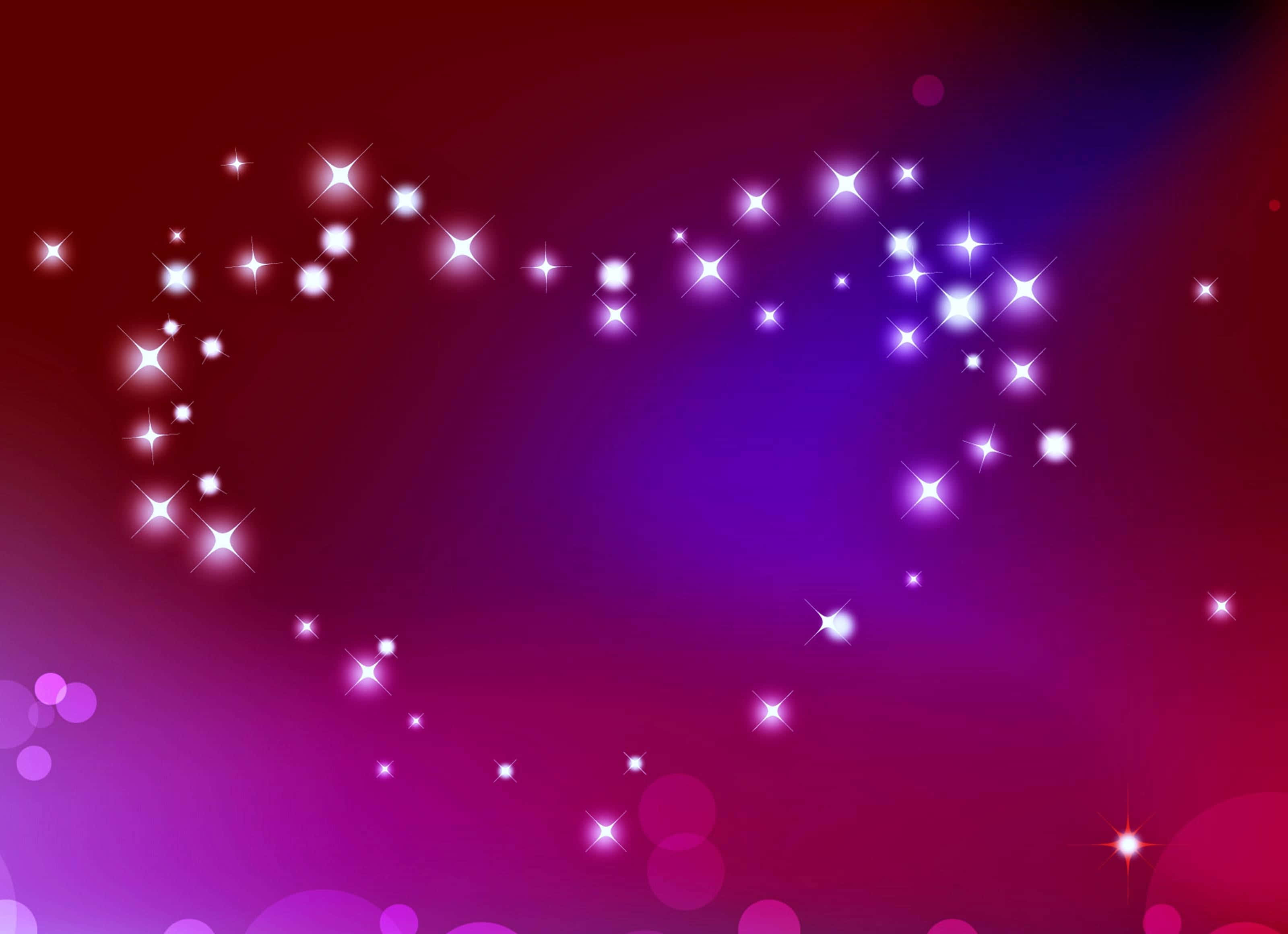 Glitter Pink Hearts, glowing heart shape, sparkling stars, 2K Desktop Wallpaper