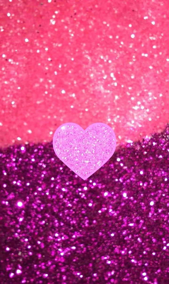 glitter pink hearts, sparkling pink heart, vibrant magenta, SD Phone Wallpaper