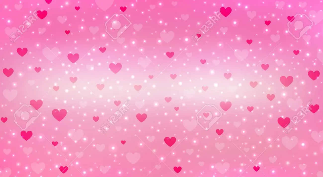 glitter pink hearts, soft pink gradient, floating hearts, HD Desktop Wallpaper