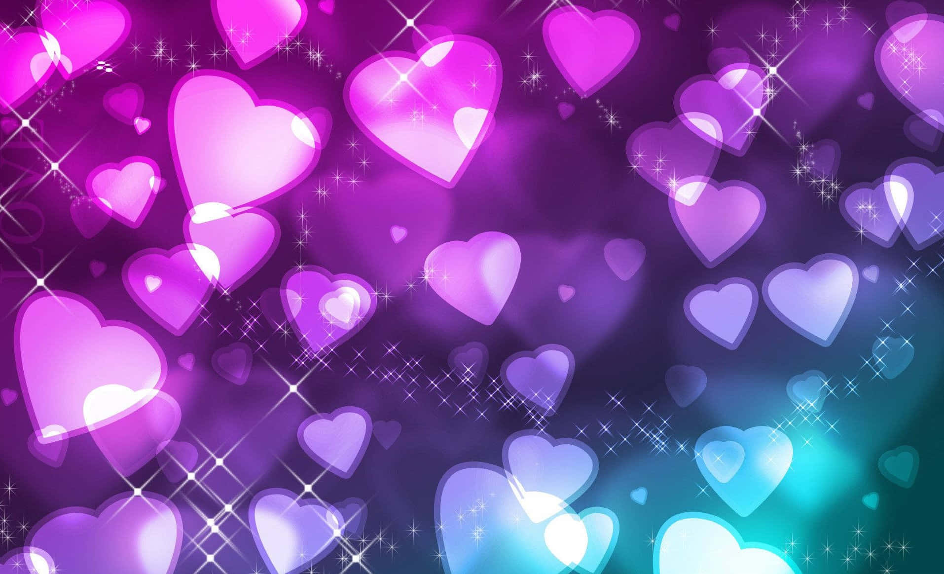 Glitter Pink Hearts, gradient, glowing hearts, HD Desktop Wallpaper
