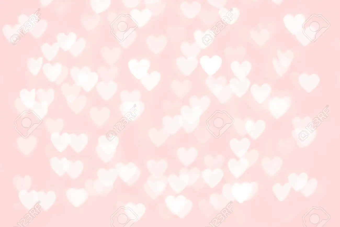 Glitter Pink Hearts, soft pink background, blurred white heart shapes, HD Desktop Wallpaper