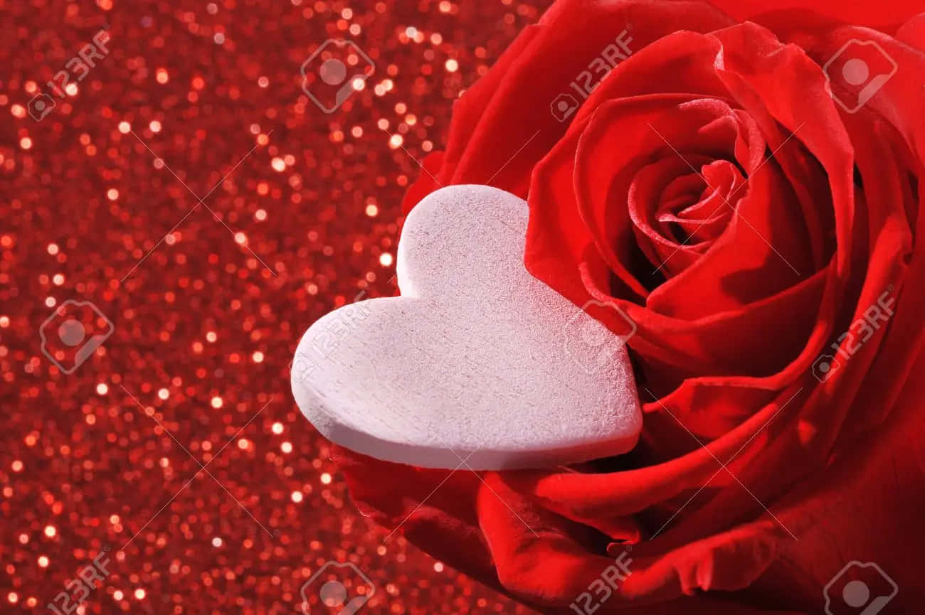 glitter pink hearts, velvety red rose, sparkling red glitter background, HD Desktop Wallpaper