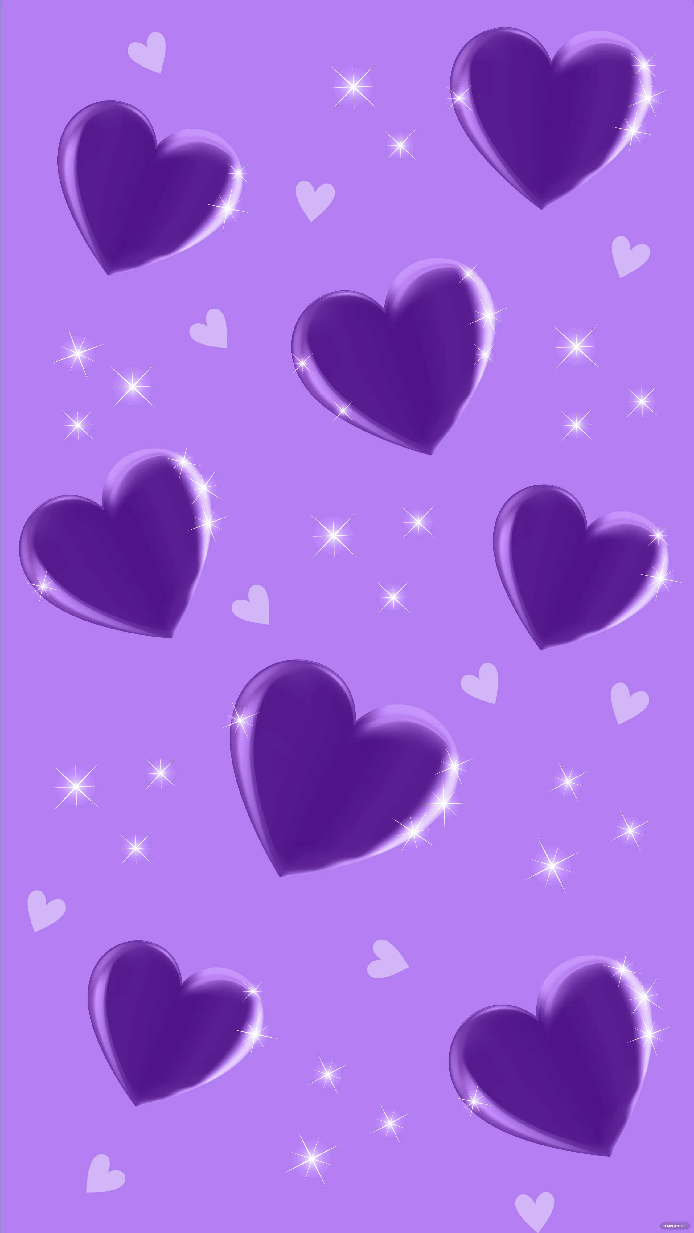 purple glitter heart, white heart, soft lavender background, 4K Phone Wallpaper
