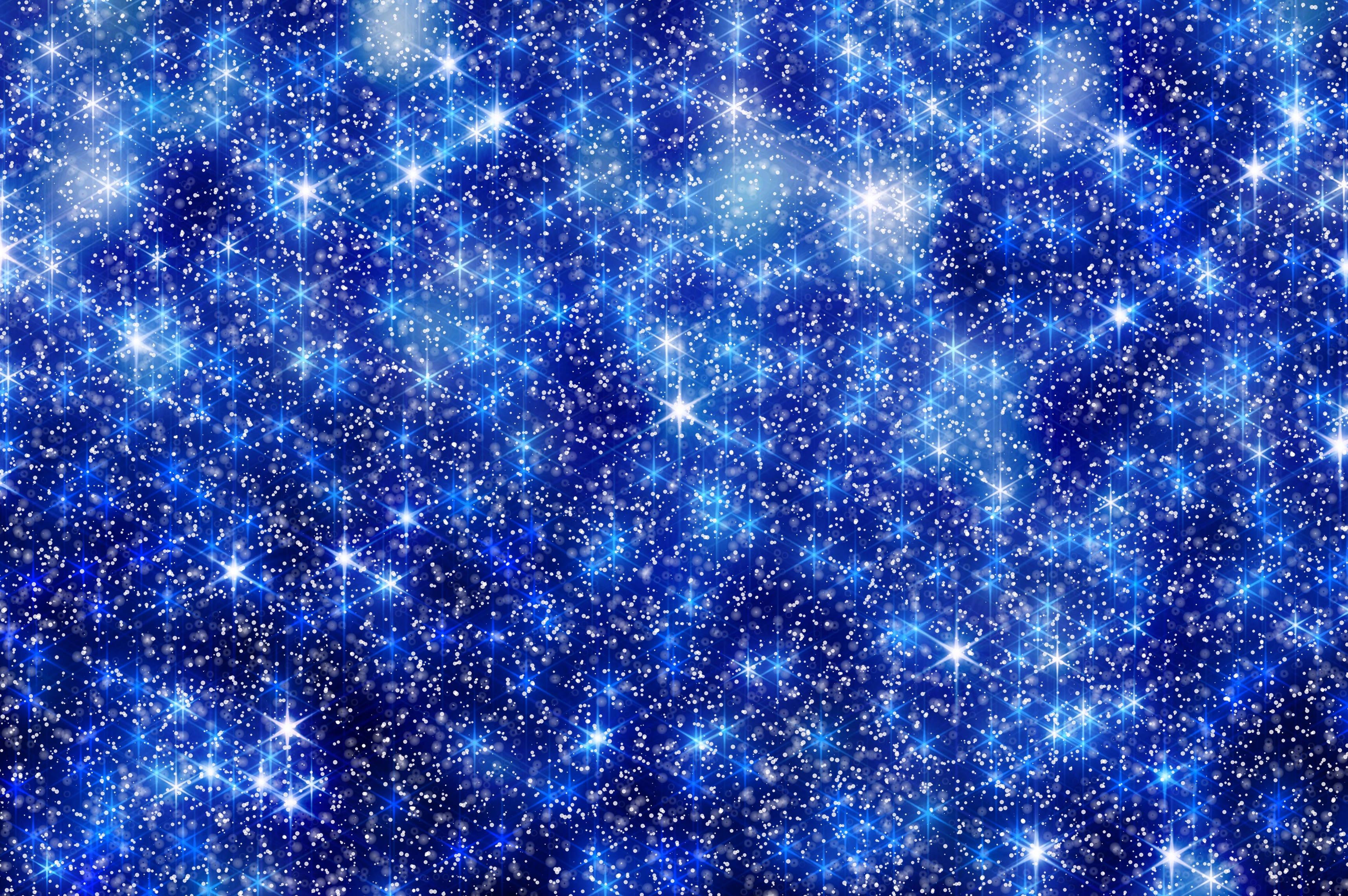 glitter snowflakes stars radiance, sparkling blue stars, deep cosmic night sky, 2K Desktop Wallpaper